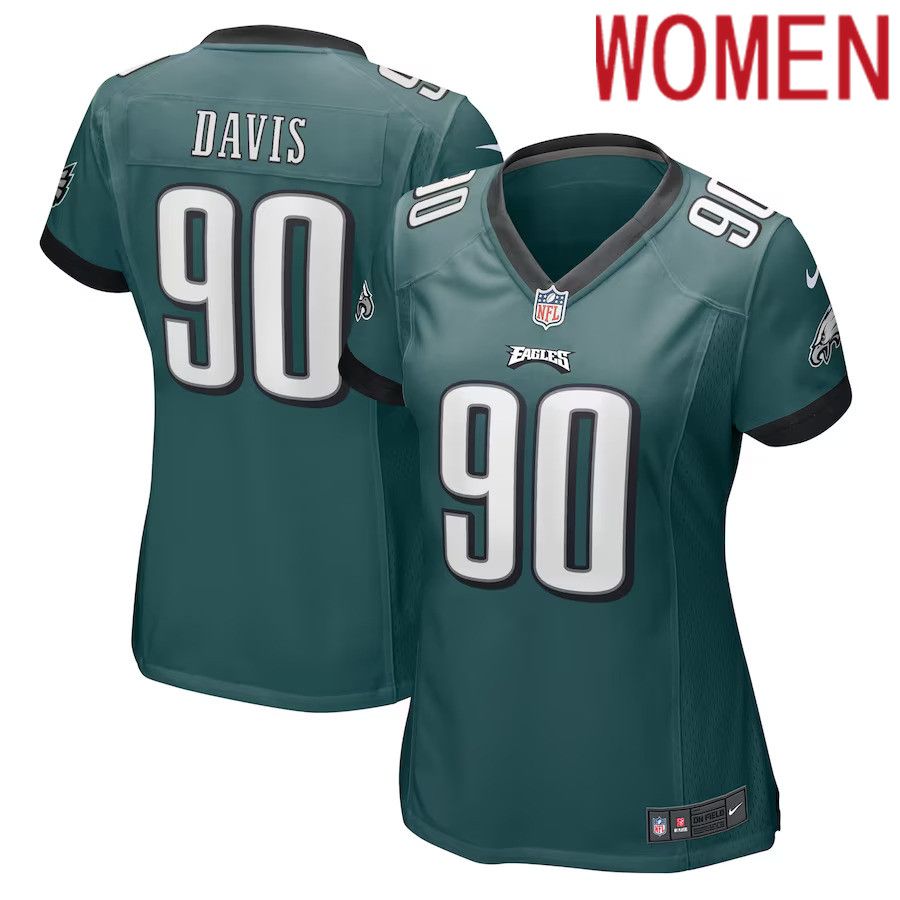 Women Philadelphia Eagles 90 Jordan Davis Nike Midnight Green Player Game NFL Jersey